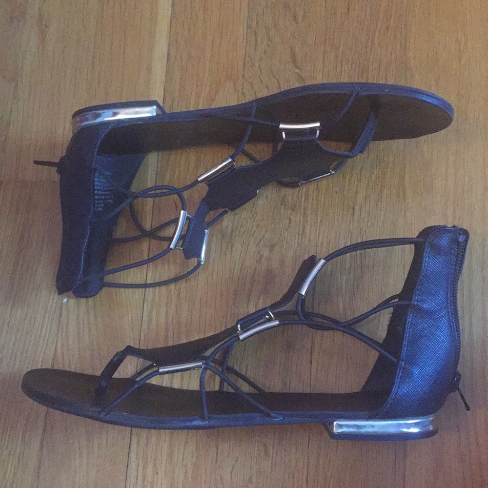Black and gold sandals